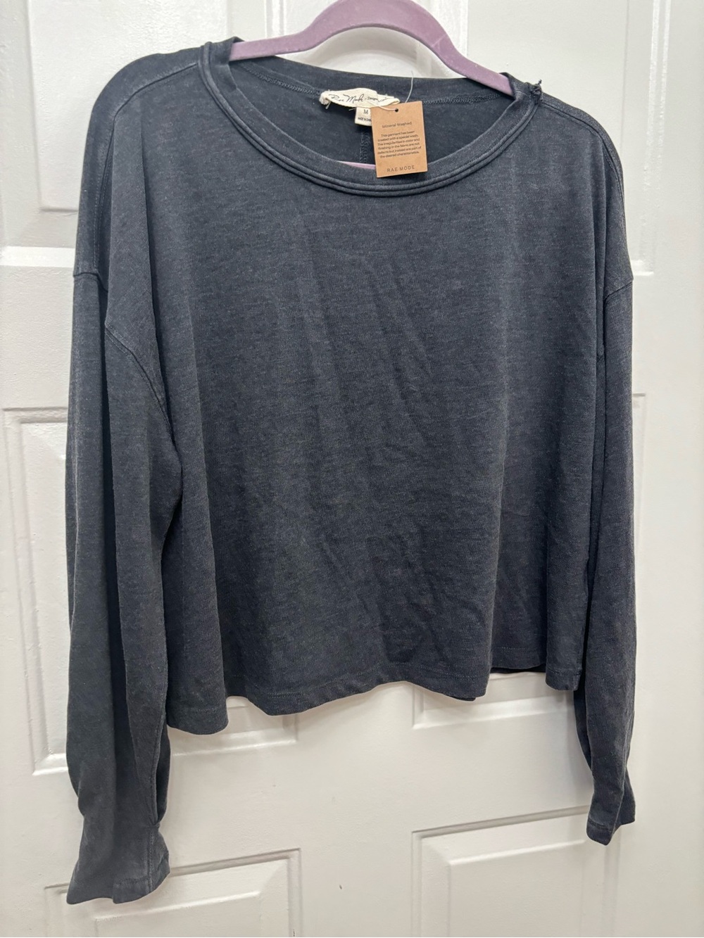 Rae Mode Washed Charcoal Long-Sleeve Boxy Sweatshirt